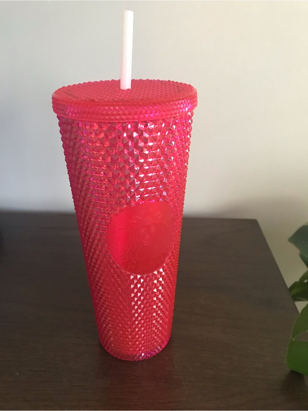 2019 Starbucks Hot Neon Pink Studded Tumbler Cold Cup & Straw 24 oz Vendi